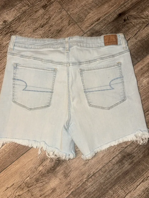 American Eagle Outfitters Light Blue Frayed Hem Denim Shorts - Image 2