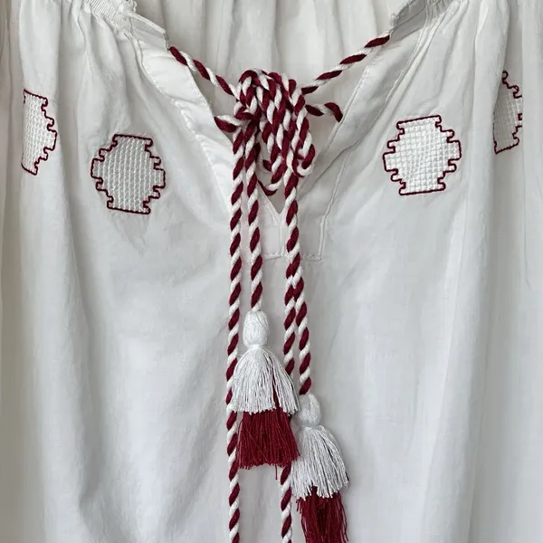 Anthropologie Harlyn Farina S Embroidered White Peasant Boho Blouse Top - Image 13