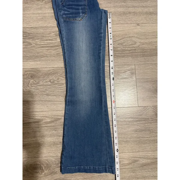 Mudd‎ Juniors Jeans Size 3 Medium Wash Flare Leg Denim Front Patch Pockets - Image 6
