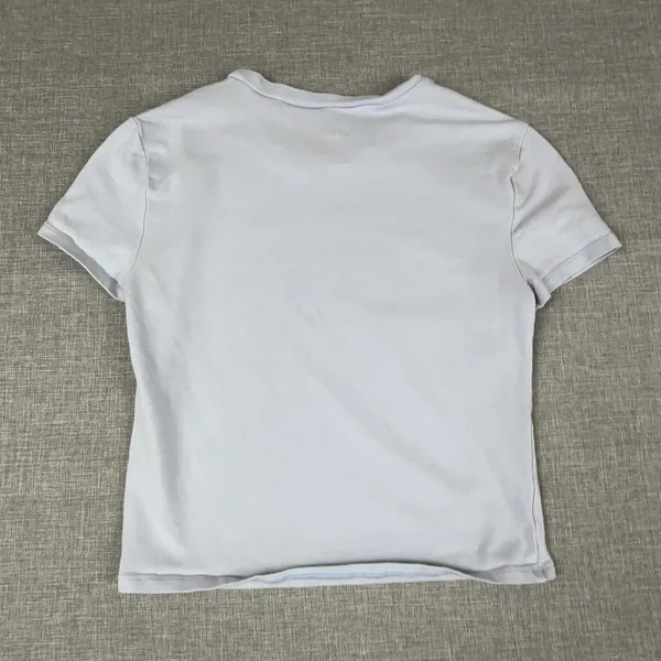 Abercrombie & Fitch Shirt‎ Womens XS Blue Cropped Crew Neck Short Sleeve Cotton - Image 5