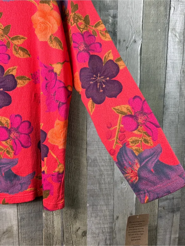 Stamp Size XL Floral Multicolored Long Sleeve Knit Top Shirt Oversized - Image 3