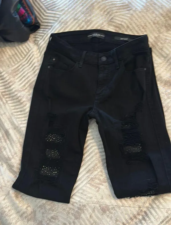 Guess Distressed Bedazzled Jeans - Image 3