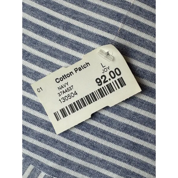 Joy Joy Dress Women Large Blue White Striped Button‎ Front Tie Waist Shirt NWT - Image 10