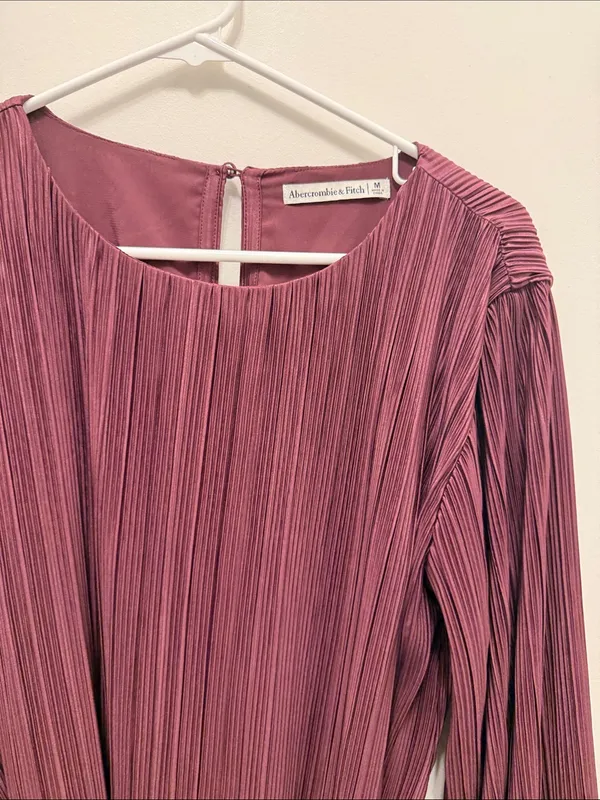 Abercrombie & Fitch Satin Plisse Easy Mini Dress - Image 3