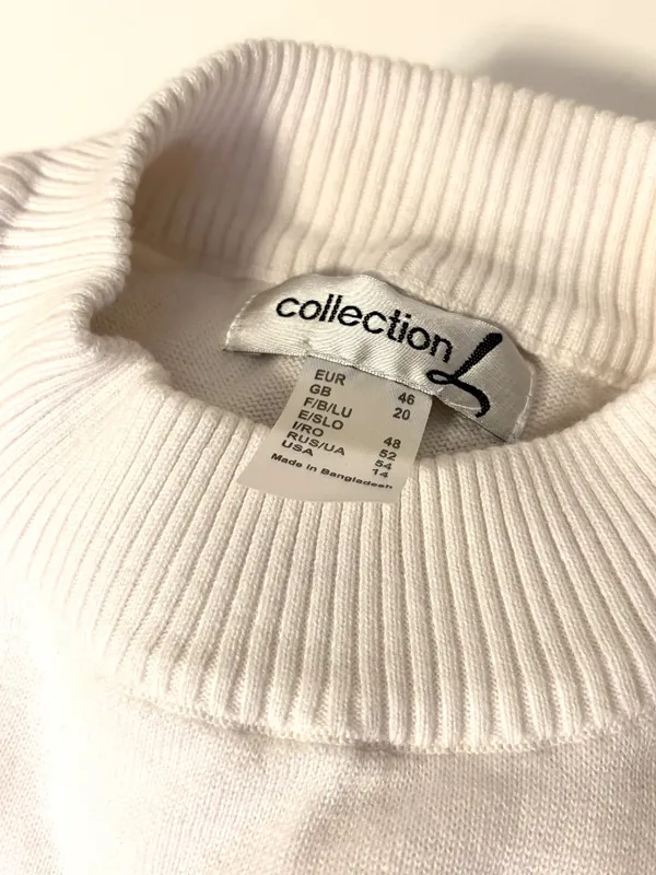 Collection L Mock Neck Long Sleeve Sweater White Black Stripe Womens Size L 14 - Image 4