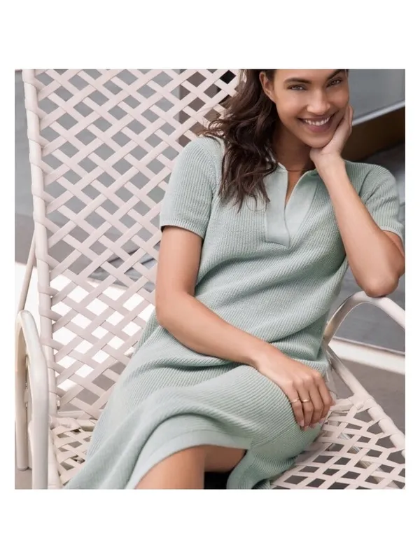 NWT Haven Well Within Organic Cotton Knit Johnny Collar Dress Sage Women’s Large - Image 12