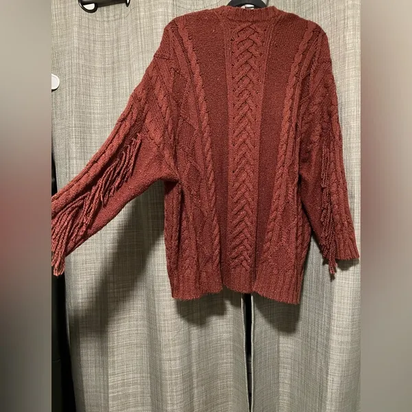American Eagle Cozy Cable Knit cardigan in Rust - Image 2