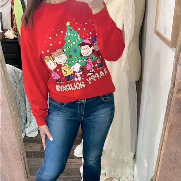 Peanuts Charlie Brown red sweatshirt size medium vintage Christmas - Image 2