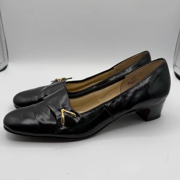 Vintage Naturalizer Funster Black Leather Loafer Heels Women’s 8.5AA Narrow - Image 3