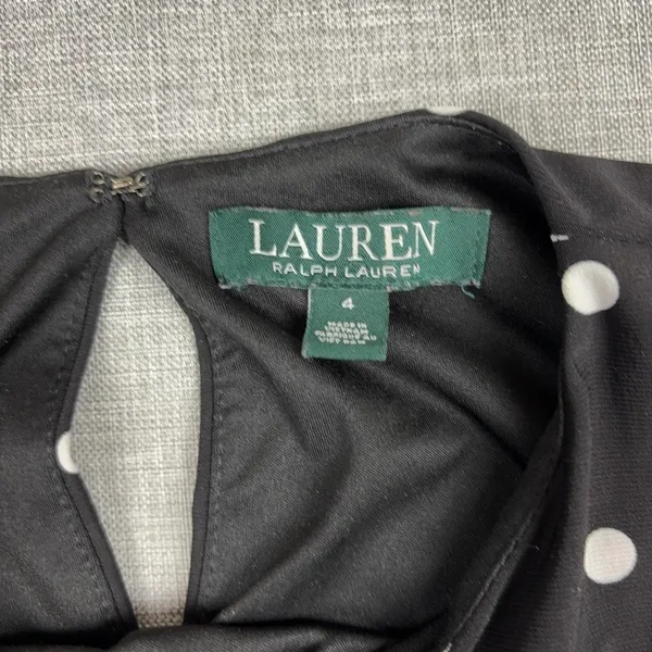 Lauren Ralph Lauren Dress Womens 4 Black Polka Dot Sleeveless A-Line Short - Image 3