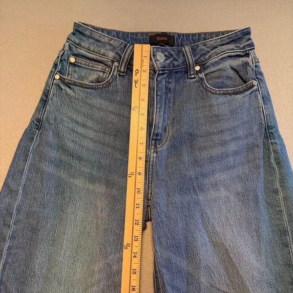 Quince Stretch Bella Stretch Barrel Jeans Atlantic Blue Organic Cotton Size 27 - Image 5