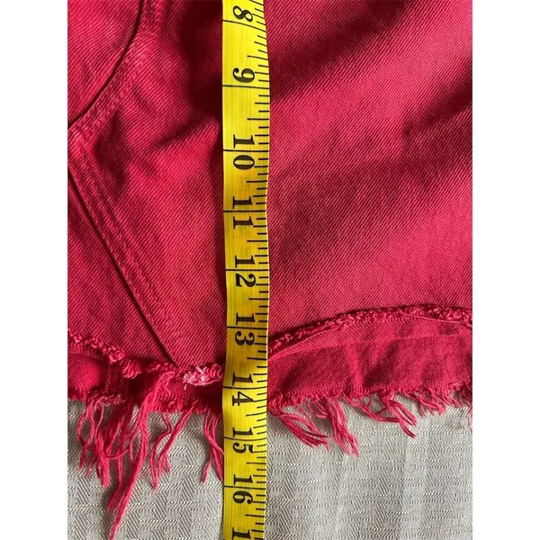 Abercrombie & Fitch Women's Red Denim A-Line Mini Skirt Size 24 - Image 7