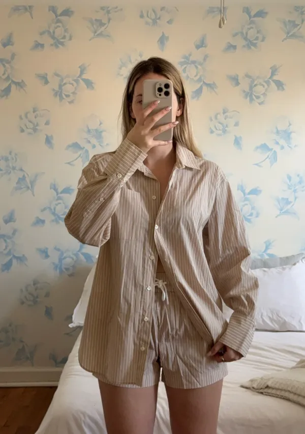 Frame Matching Set Stripe Shorts & Button Down Top - Image 2