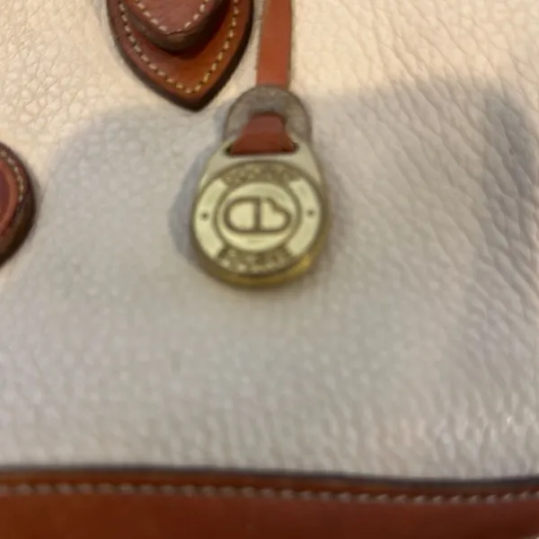 Dooney & Bourke Ivory & Brown Vintage Satchel Bag - Image 3