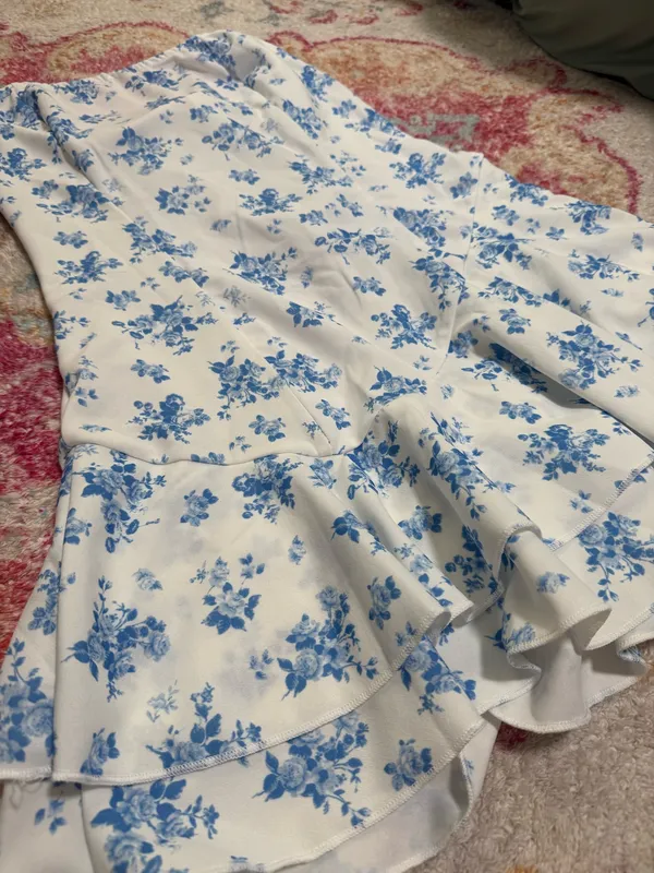 Floral blue print tube dress - Image 3