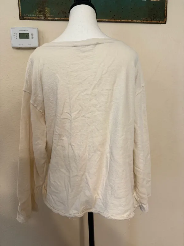 Free People Beach Small Cream color Raw Hem Front Tie Detail Sweater Pullover - Image 3