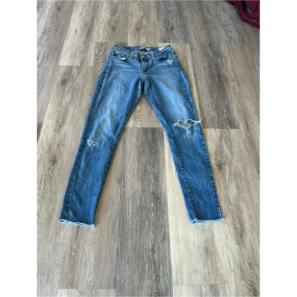 Levi’s Womens Curvy Skinny Jeans Size 29 Distressed Raw Hem Stretch Blue Denim - Image 6
