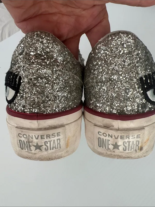 Converse X Chiara Ferragni Glitter Platform Shoes Size 7 - Image 4