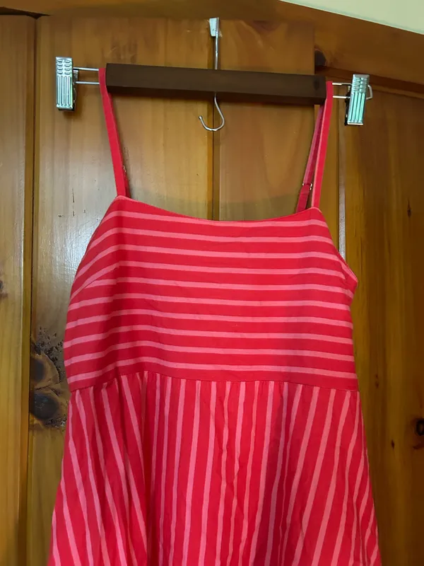 Red & pink stripped maxi dress with pockets - Image 2