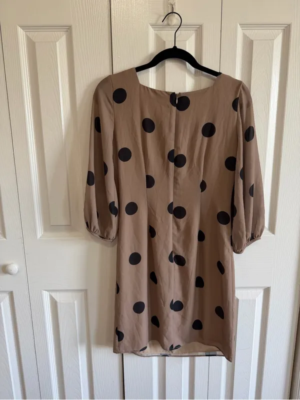 Amanda Uprichard Polka Dot Shift Dress Brown/Black Size Small - Image 3