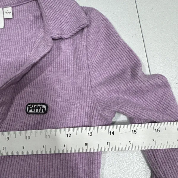 The Fifth Label Womens Ribbed Knit Top Collared Deep V Neck Long Sleeve Size 4 - Image 8