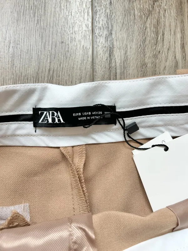 Zara High Waist Wide Leg Work Trouser Pants in Camel Brown Tan Office Size S NWT - Image 7