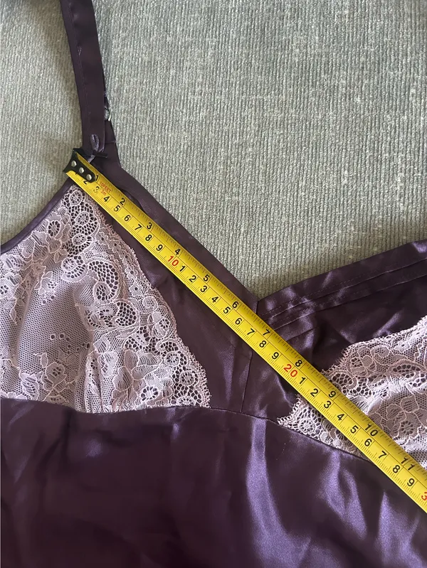 Vtg 90s Y2K Jones New York Purple Satin Lingerie Slip Mini Dress M Whimsigoth - Image 7