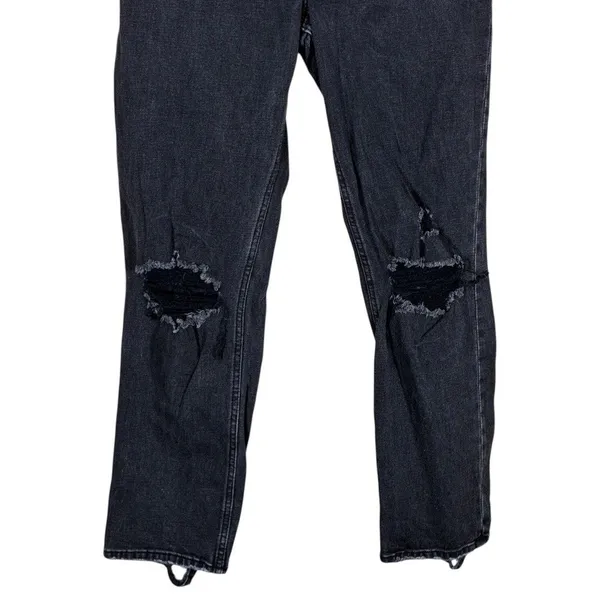 Abercrombie & Fitch Ankle Straight Ultra High Rise Jeans Black Distressed Size 2 - Image 3