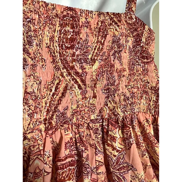 BOG Collective Paisley Print Tiered‎ Mini Dress Tie Shoulder Pink XS - Image 5