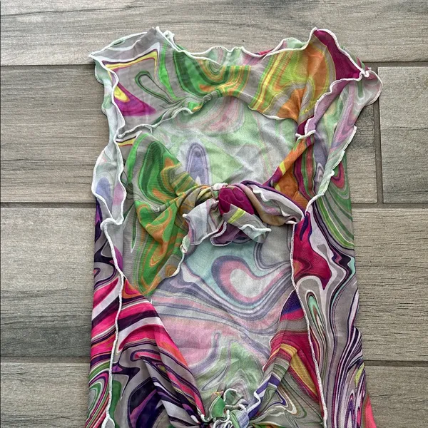 Multicolor Swirl Pattern mesh Dress - Image 2