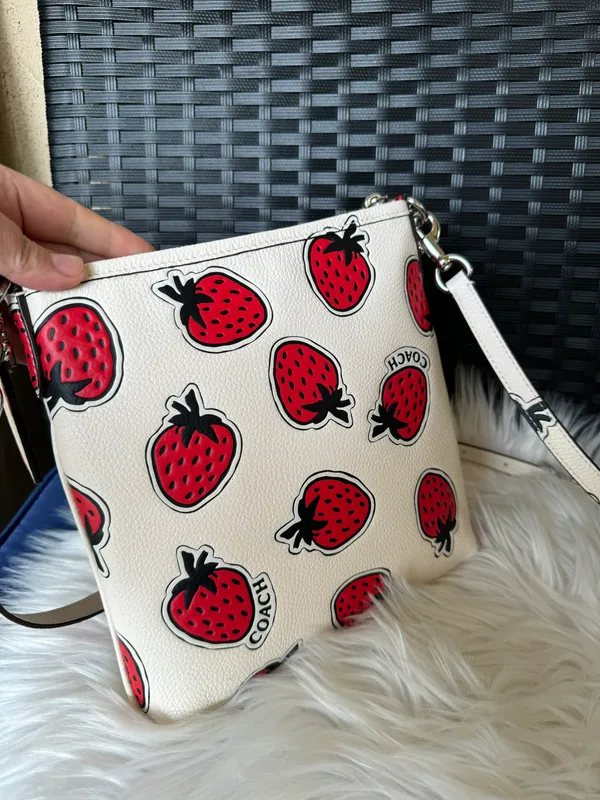 Coach Kitt Messenger Crossbody Bag With Strawberry Print - Image 3