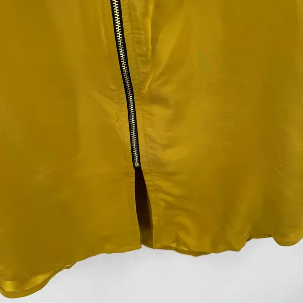 Amanda Uprichard Blouse Large NWT Mustard 100% Silk Zip Sleeveless Chartreuse - Image 7