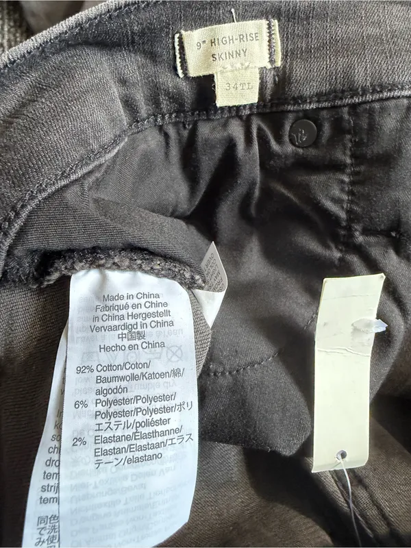 Madewell 9” High Rise Skinny Jeans Women’s 34 Tall Black Destroyed Stretch NWT - Image 3