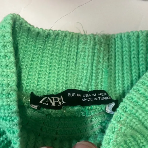 Zara Mint Green Cable Knit Turtleneck Sweater - Image 2