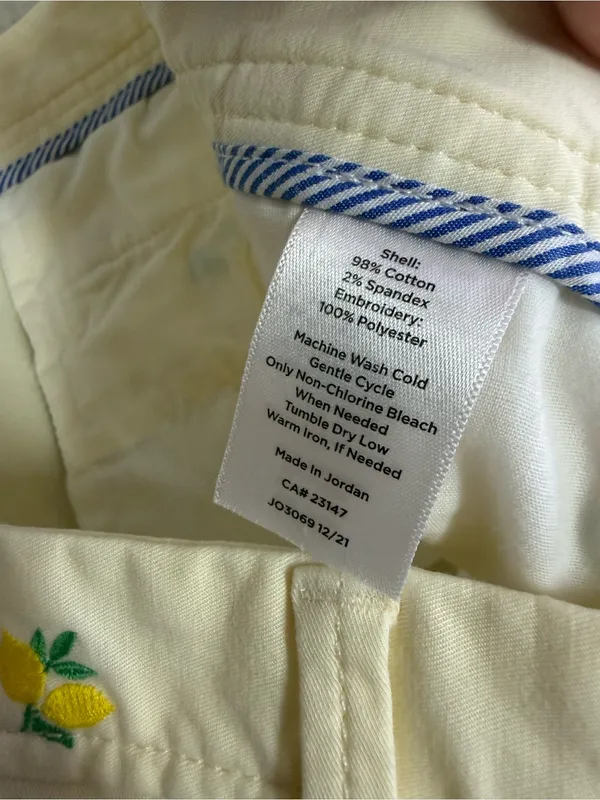Talbots Relaxed Chino Pants Size 10 Yellow Lemon Embroidered Stretch Cotton - Image 6