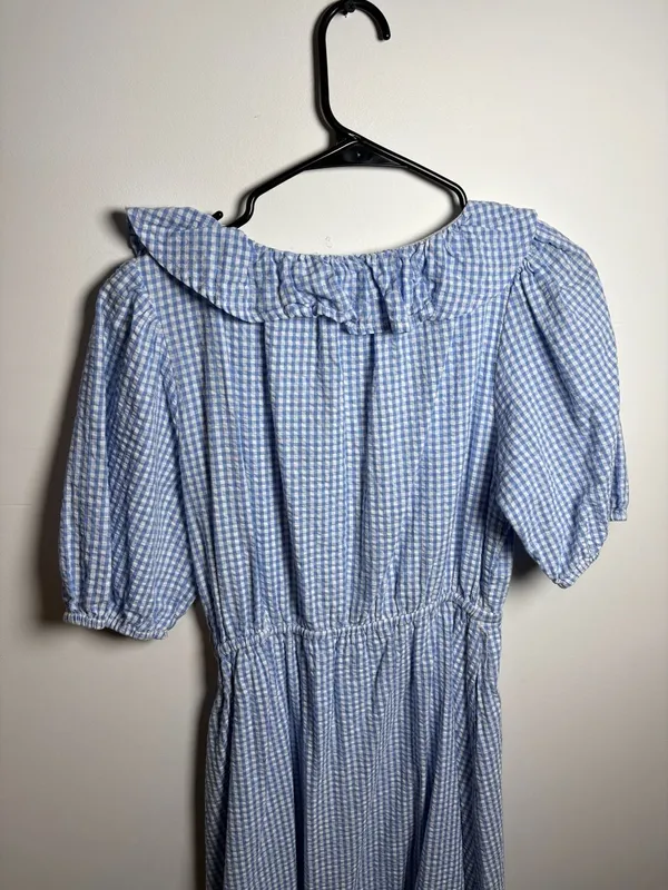 Draper James RSVP Blue Gingham Ruffle Midi‎ Dress - Image 4