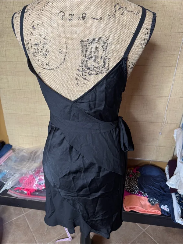 NWT Free People Like Me or Love Me Black Wrap Mini Slip Dress Size Small - Image 7