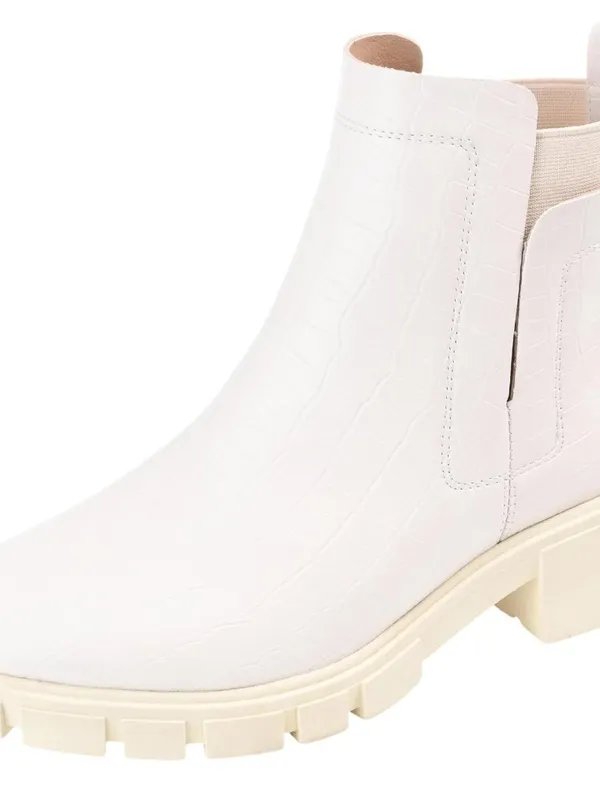 Journee Collection Foam Inside Zip Block Heel Booties Ivory Off White 9.5M - Image 9