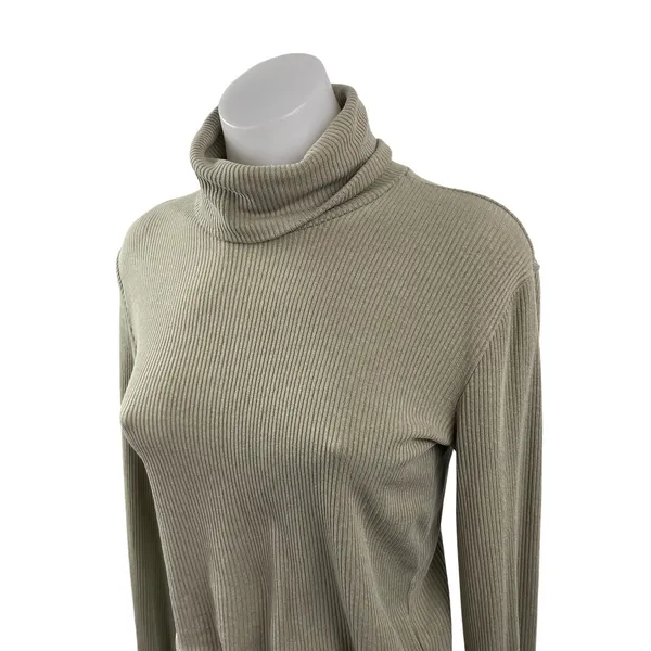 Aritzia Wilfred Free Women's Green Ribbed Long Sleeve Slim Crop Sweater Top XS - Image 3