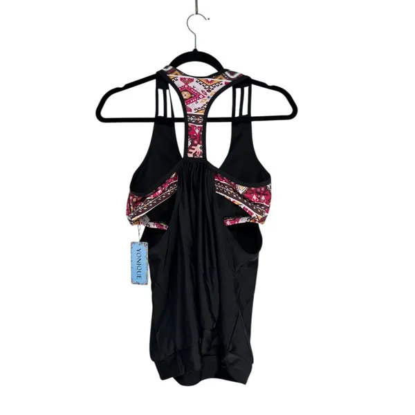 YONIQUE Black Tribal Print Tankini Swimsuit Shorts Set‎ Women's Size L - Image 5