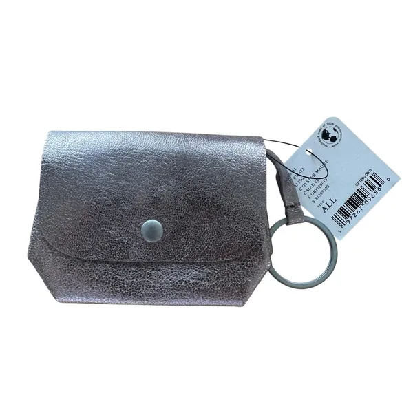 Free People Easy Eyes Leather Metallic Mauve Coin Pocket Mini Wallet Purse Charm - Image 5