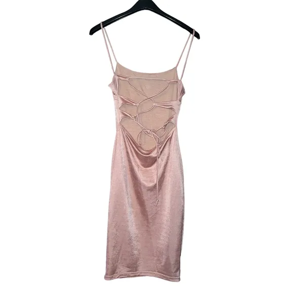 Windsor Rose Pink Silky Dress with Tie Up Back Women’s Medium - Image 2