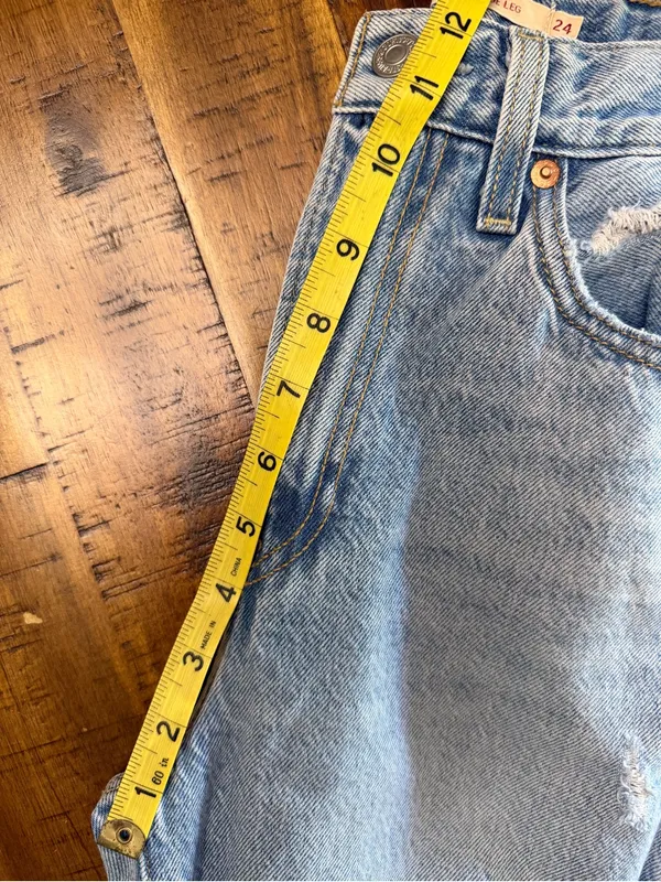 Levi's Ribcage Light Wash Distressed Wide-Leg Jeans Size 24 - Image 13