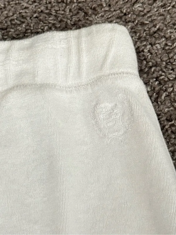 Y2K Tommy Hilfiger White Terry Cloth Mini Skirt Small Drawstring Logo - Image 4