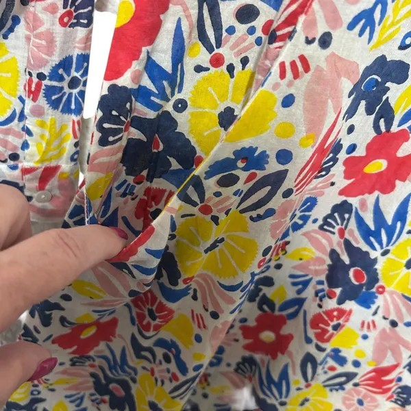 Roller Rabbit XS Floral Shirt Dress Cotton Folk‎ Art Print Resort Boho Tunic - Image 6