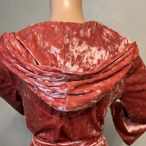 Betsey Johnson dark Pink Velvet Robe with Ruffled Collar - Image 7
