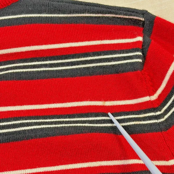 Pendleton Vintage Mock Neck Striped Sweater Women's Size M Red Black - Image 7