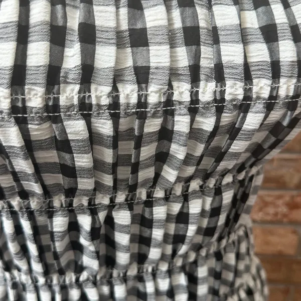 The Impeccable Pig Black White Gingham Check Mini Dress Polka Dot Size Small - Image 3