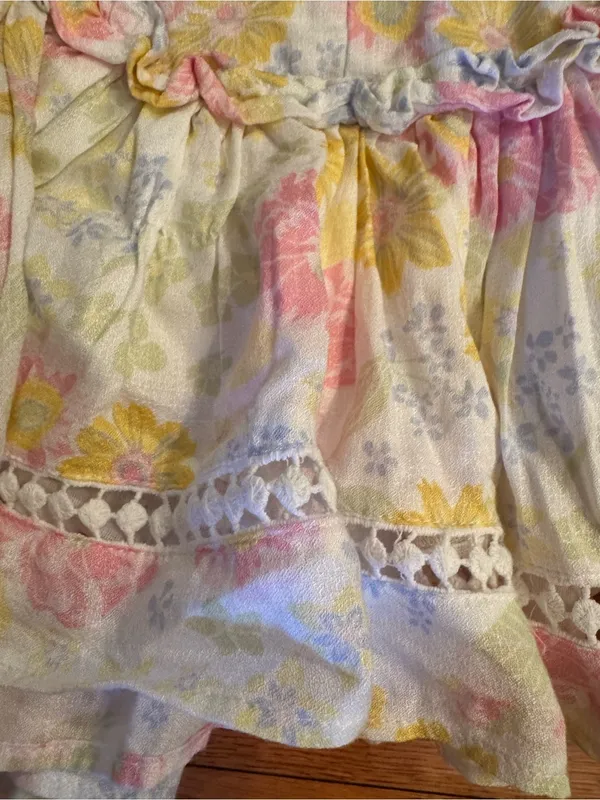 Altar'd State Lila Floral Patchwork Mini Dress Size XS Ruffle Boho Pastel - Image 3