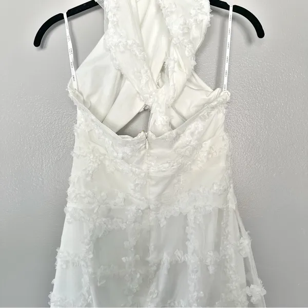 SABO Kailyn White Textured Halter Cutout Mini Dress US 4 - Image 13